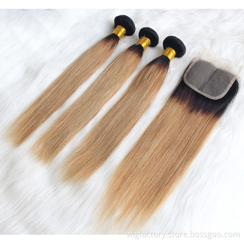 wholesale Indian virgin hair supplier,two tone 1b/27 color 100% Indian human hair body wave hair bundles